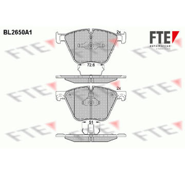 Sada brzdových destiček, kotoučová brzda FTE 9011038