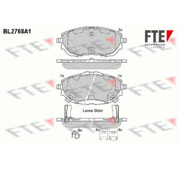 Sada brzdových destiček, kotoučová brzda FTE 9010975