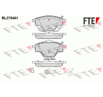 Sada brzdových destiček, kotoučová brzda FTE 9010987