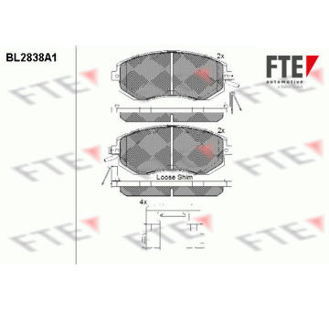 Sada brzdových destiček, kotoučová brzda FTE 9011017