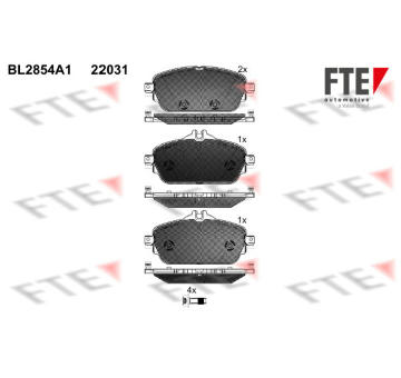 Sada brzdových destiček, kotoučová brzda FTE 9011027