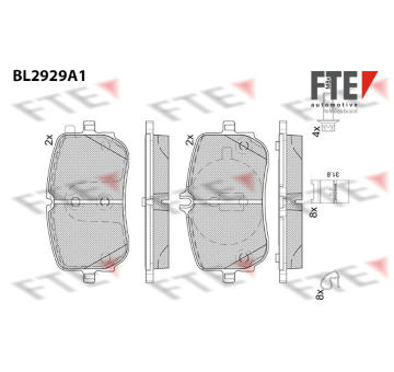 Sada brzdových destiček, kotoučová brzda FTE 9011173