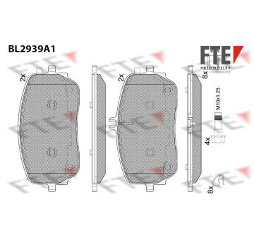 Sada brzdových destiček, kotoučová brzda FTE 9011183