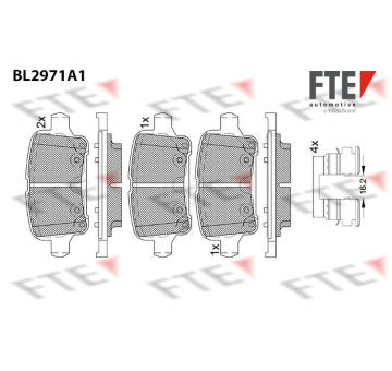 Sada brzdových destiček, kotoučová brzda FTE 9011216