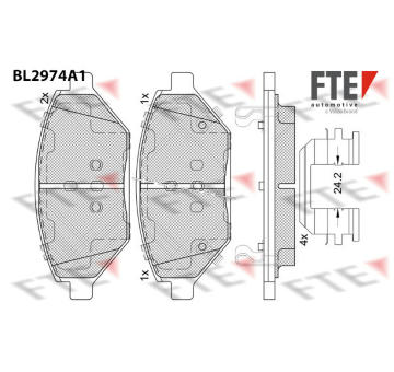 Sada brzdových destiček, kotoučová brzda FTE 9011220
