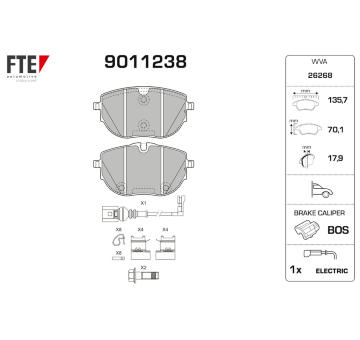 Sada brzdových destiček, kotoučová brzda FTE 9011238