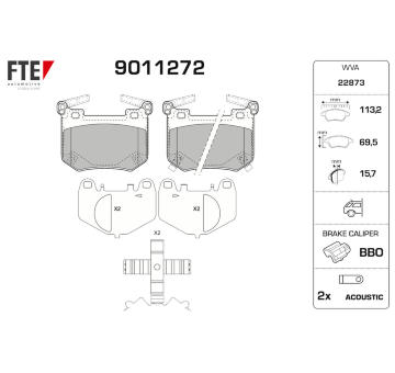 Sada brzdových destiček, kotoučová brzda FTE 9011272