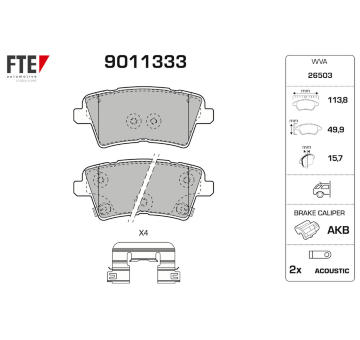Sada brzdových destiček, kotoučová brzda FTE 9011333