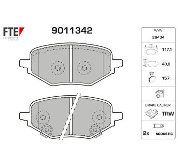 Sada brzdových destiček, kotoučová brzda FTE 9011342