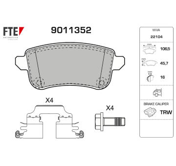 Sada brzdových destiček, kotoučová brzda FTE 9011352