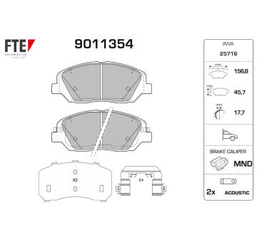 Sada brzdových destiček, kotoučová brzda FTE 9011354
