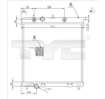 Chladič, chlazení motoru TYC 705-0072-R