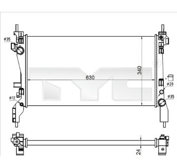 Chladič, chlazení motoru TYC 709-0021-R