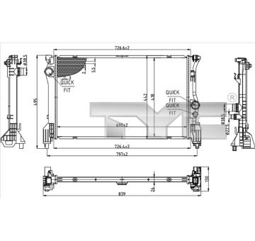 Chladič, chlazení motoru TYC 721-0023