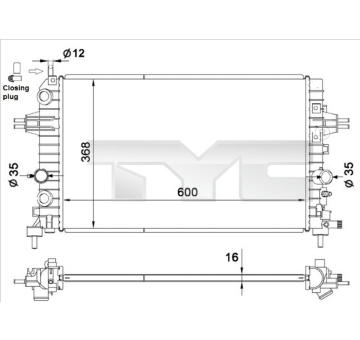 Chladič, chlazení motoru TYC 725-0036