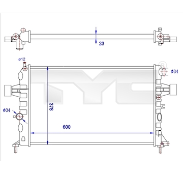 Chladič, chlazení motoru TYC 725-0038-R