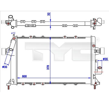 Chladič, chlazení motoru TYC 725-0039-R