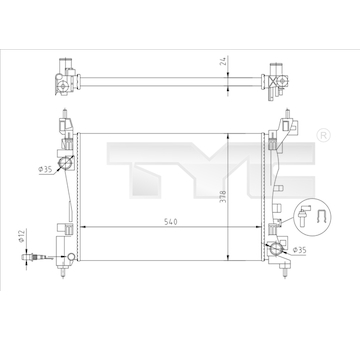 Chladič, chlazení motoru TYC 725-0044-R