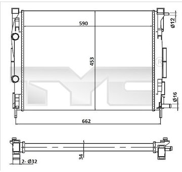 Chladič, chlazení motoru TYC 728-0054