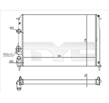 Chladič, chlazení motoru TYC 728-0055-R