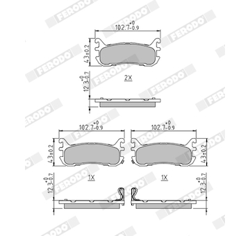 Sada brzdových destiček, kotoučová brzda FERODO FDB1012