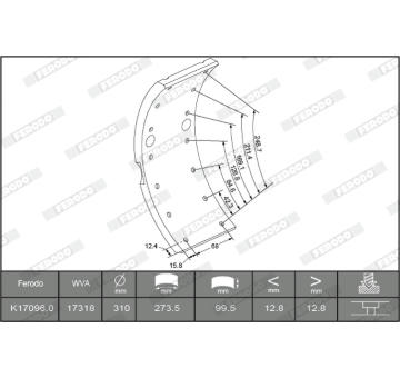 Sada brzdoveho oblozeni, bubnova brzda FERODO K17096.1-F3653