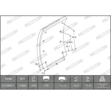 Sada brzdoveho oblozeni, bubnova brzda FERODO K17992.0-F3526
