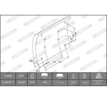obložení brzdové K 19187.0-F3555 C-B IVECO - originální díl