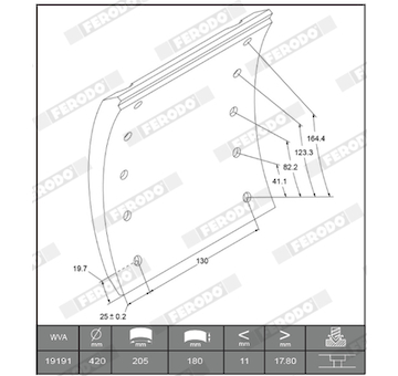 Sada brzdoveho oblozeni, bubnova brzda FERODO K19191.1-F3504