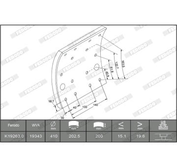 Sada brzdoveho oblozeni, bubnova brzda FERODO K19263.0-F3653
