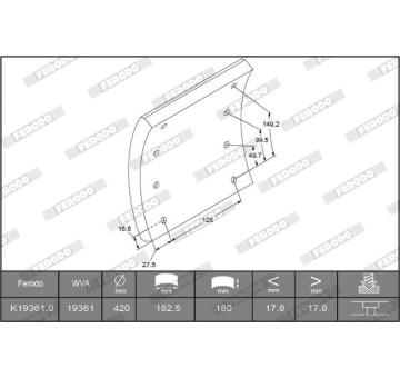 Sada brzdoveho oblozeni, bubnova brzda FERODO K19361.1-F3658