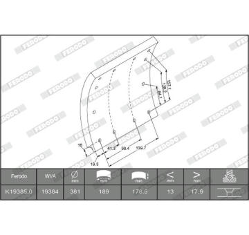 Sada brzdoveho oblozeni, bubnova brzda FERODO K19385.0-F3652