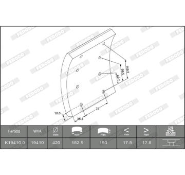 Sada brzdoveho oblozeni, bubnova brzda FERODO K19410.0-F3658