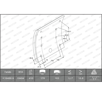 Sada brzdoveho oblozeni, bubnova brzda FERODO K19486.0-F3672