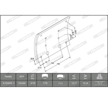 Sada brzdoveho oblozeni, bubnova brzda FERODO K19488.0-F3672