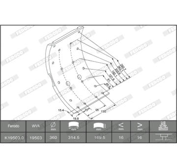 Sada brzdoveho oblozeni, bubnova brzda FERODO K19503.0-F3653