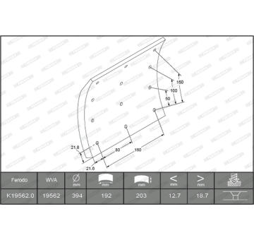 Sada brzdoveho oblozeni, bubnova brzda FERODO K19562.0-F2020