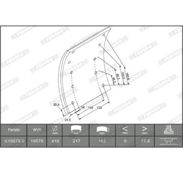 Sada brzdoveho oblozeni, bubnova brzda FERODO K19579.9-F3539