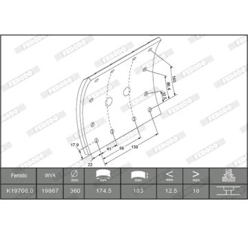 Sada brzd. obloż., Bubn. brzda FERODO K19708.0-F3661