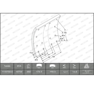Sada brzdoveho oblozeni, bubnova brzda FERODO K19758.0-F3661