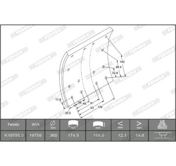 Sada brzdoveho oblozeni, bubnova brzda FERODO K19758.1-F3661