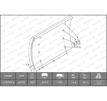 Sada brzdoveho oblozeni, bubnova brzda FERODO K19762.0-F3549