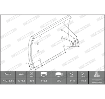 Sada brzdoveho oblozeni, bubnova brzda FERODO K19762.1-F3549
