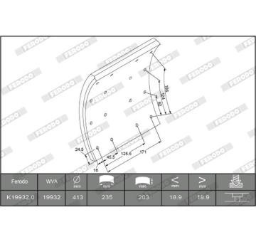Sada brzdoveho oblozeni, bubnova brzda FERODO K19932.2-F3653
