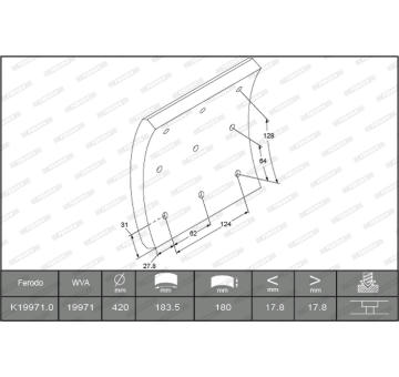 Sada brzdoveho oblozeni, bubnova brzda FERODO K19971.0-F3744