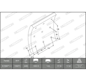 Sada brzdoveho oblozeni, bubnova brzda FERODO K19971.1-F3744