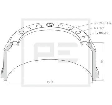 Brzdový buben PE Automotive 016.404-00A