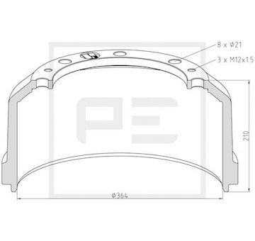 Brzdový buben PE Automotive 016.472-00A