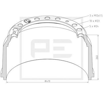 Brzdový buben PE Automotive 016.498-00A