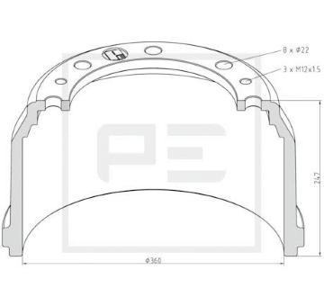 Brzdový buben PE Automotive 036.420-00A